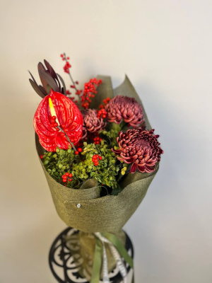 Букет с хризантемой "Мамино тепло"