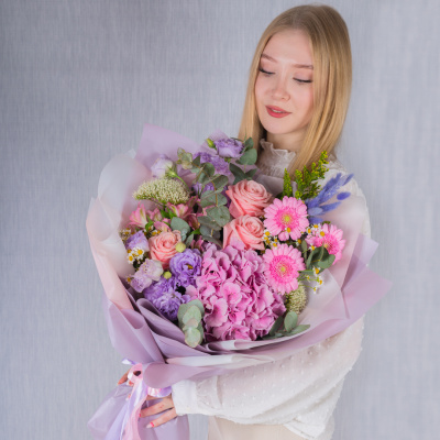 Букет с гортензией Сладкие мечты №38339Дв