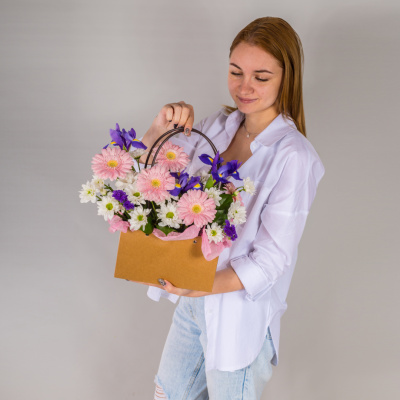 Сумочка с гермини и ирисами "Неженка" 52754Дв