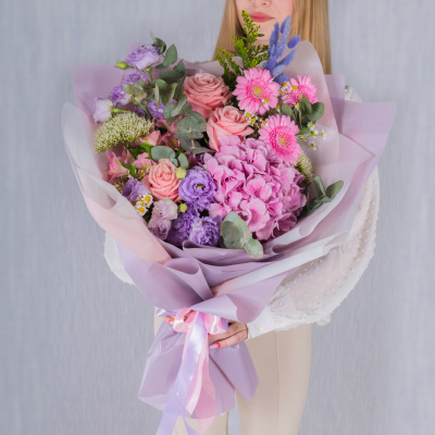 Букет с гортензией Сладкие мечты №38339Дв